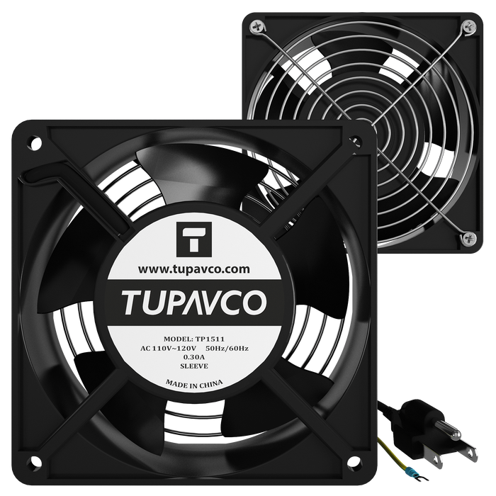 Network Cabinet Fan Pair for Server Rack Cooling 120mm 4in Steel Frame Ventilation 110V AC