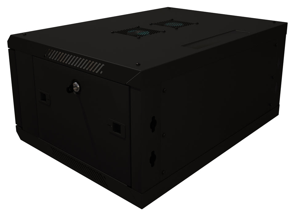 4U Server Rack Cabinet 19" - Vent Fans - Lockable Glass Door - Steel Frame - Lockable Removable Sides