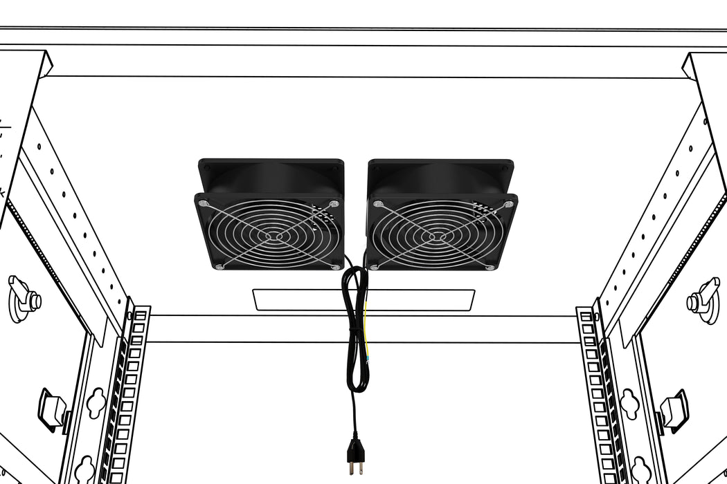 Network Cabinet Fan Kit 2pc Muffin Server Rack Cooling -Top/Side Mount
