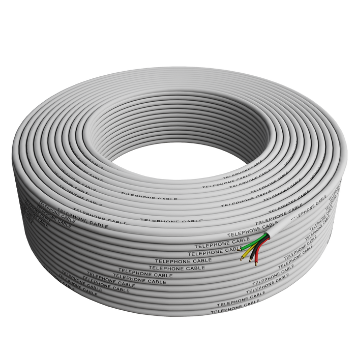 Phone Cable 300ft Rounded White Roll (100 M - 328 ft) 4X1/0.4 Reel Round Telephone Long Cord