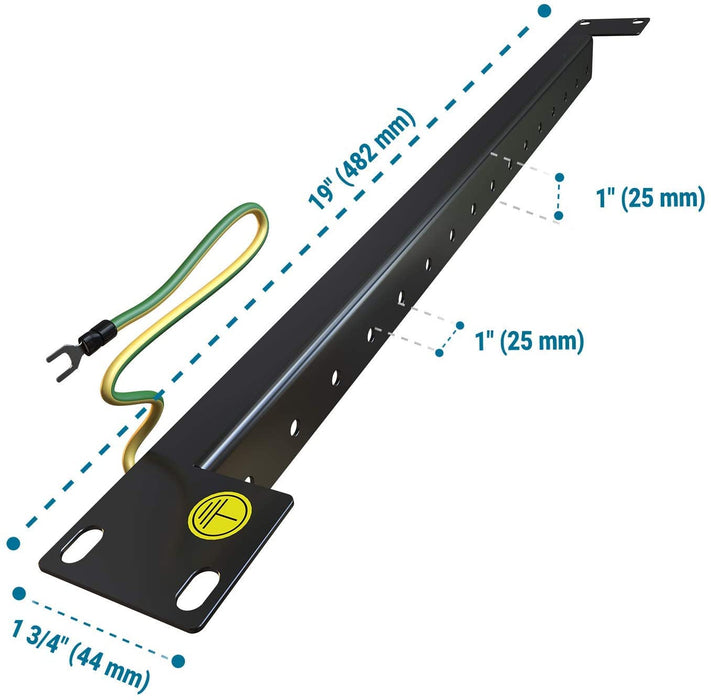 Server Rack Rail 1U 19" (Front Mount) 16 Screw Slots Capacity for Network Cabinet