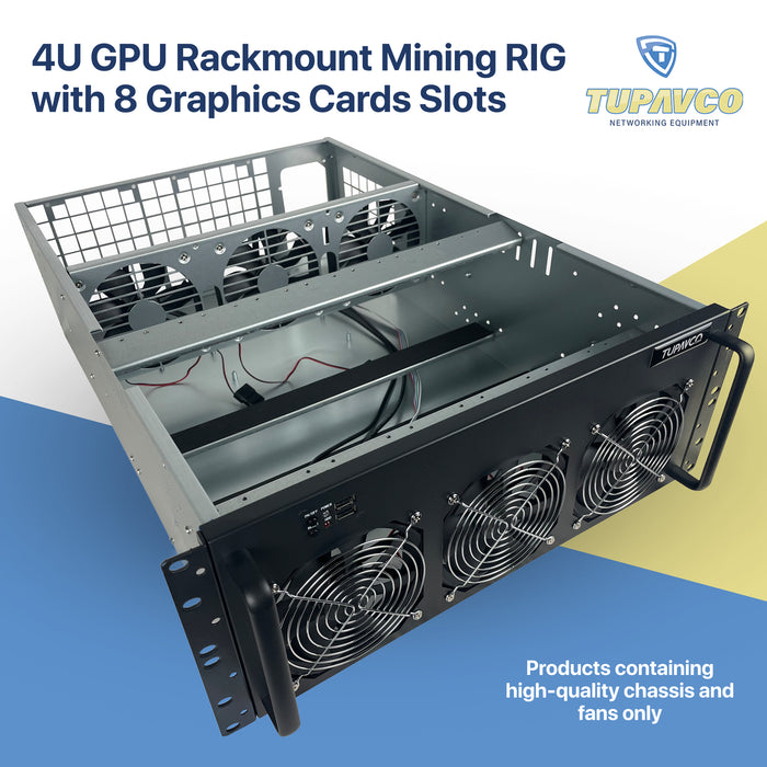 8 GPU Mining Rig Case - 4U Rack Mount Miner Server Chassis Frame (8 Graphic Card Slots)