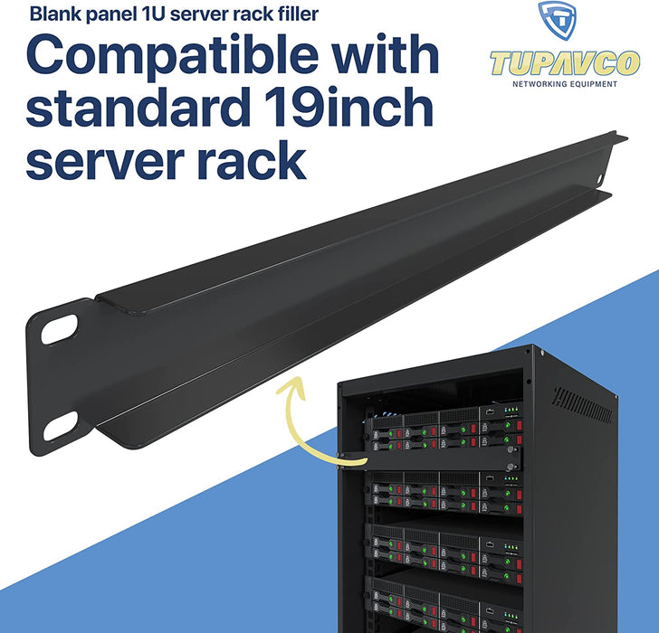 1U Blank Panel (5 Pack) - Metal Spacer 19" Filler for Server Rack Cabinet Enclosure - Black Durable Steel