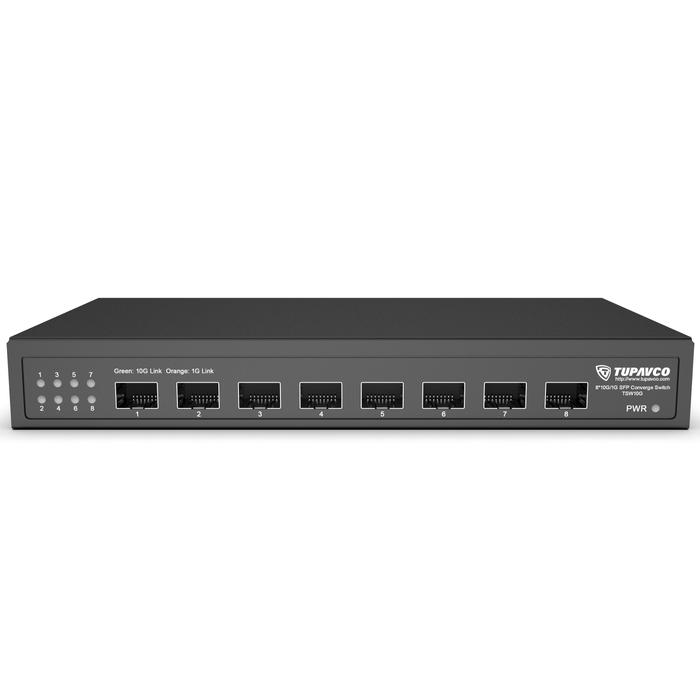 10GB SFP+ Switch (8 Port - Unmmanaged) - 10 Gigabit Ethernet at 8 Small Form-Factor Pluggable Slot for Fiber Optic (Optical Cable) Network or LAN (RJ45/CAT6+) Transceiver Devices
