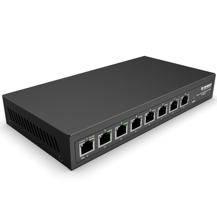 2.5GB Switch (8 Port) PoE++ for Ethernet Network - High Speed 10M/100M/1G/2.5G Gigabit (802.3bz) - Tupavco TP1981