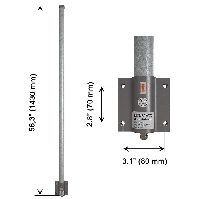 WiFi Outdoor Omni Antenna High Gain 15dB 2.4Ghz Weatherproof Network Extender Roof Signal Amplifier