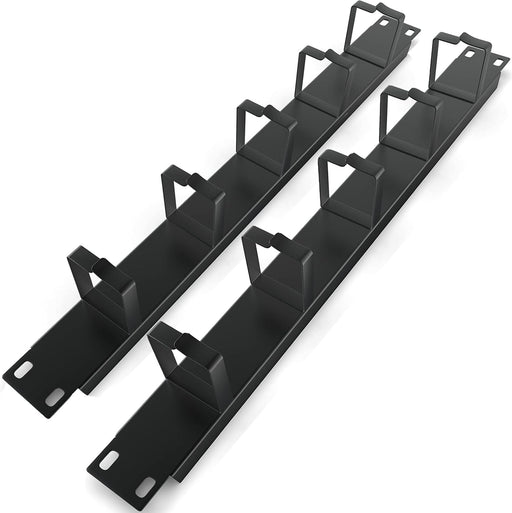 Cable Management Panel - 2-Pack 1U Wire Manager with 5 D-Ring Hooks Horizontal Rackmount