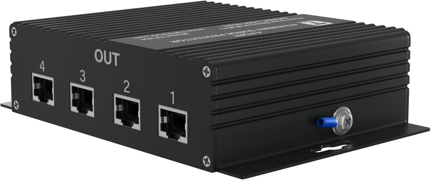 4 Port Gigabit Ethernet Surge Protector - Compatible with PoE++ Tupavco TP204