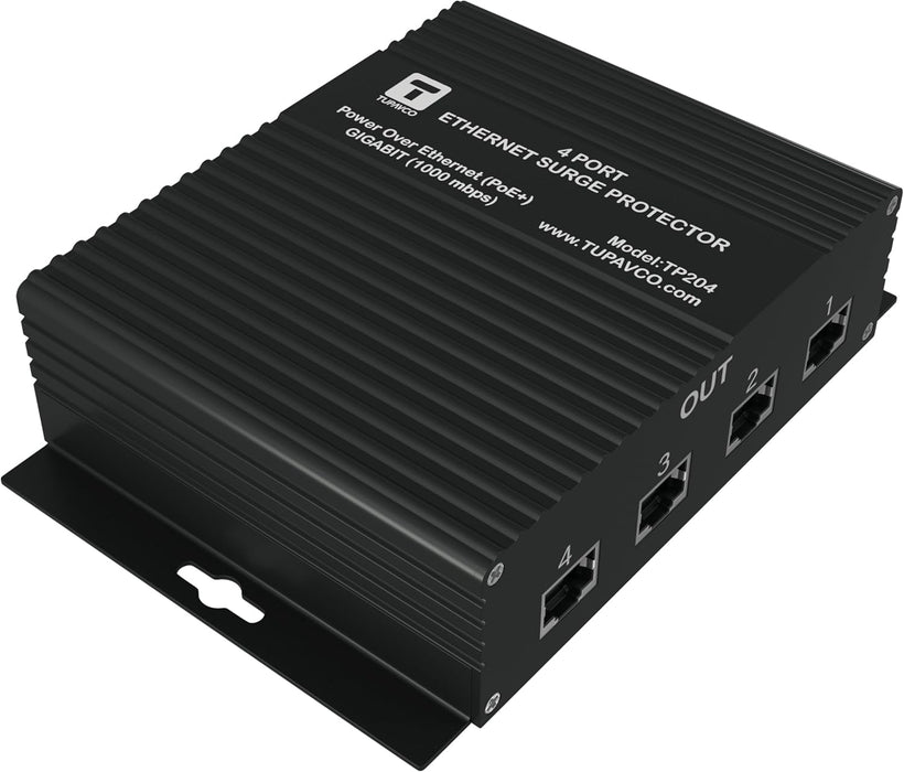 4 Port Gigabit Ethernet Surge Protector - Compatible with PoE++ Tupavc ...