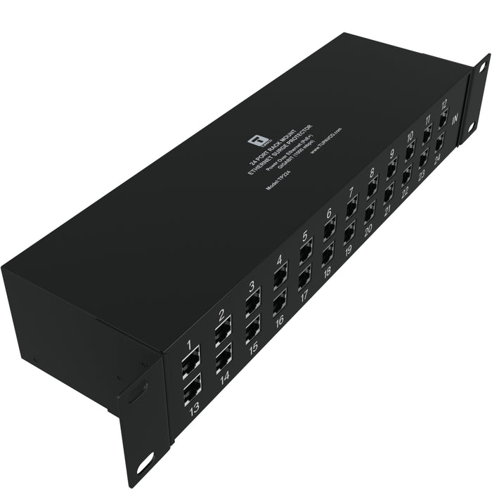 24 Port Rackmount Ethernet Surge Protector - Compatible with PoE++ and Gigabit - Tupavco TP224