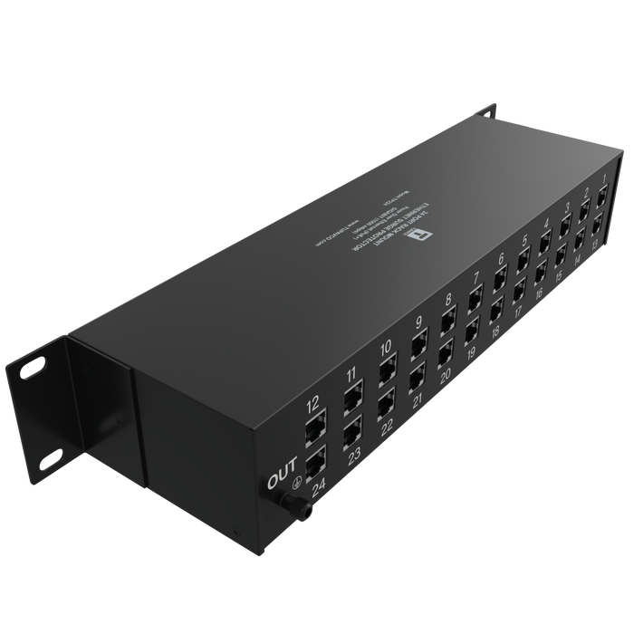 24 Port Rackmount Ethernet Surge Protector - Compatible with PoE++ and Gigabit - Tupavco TP224