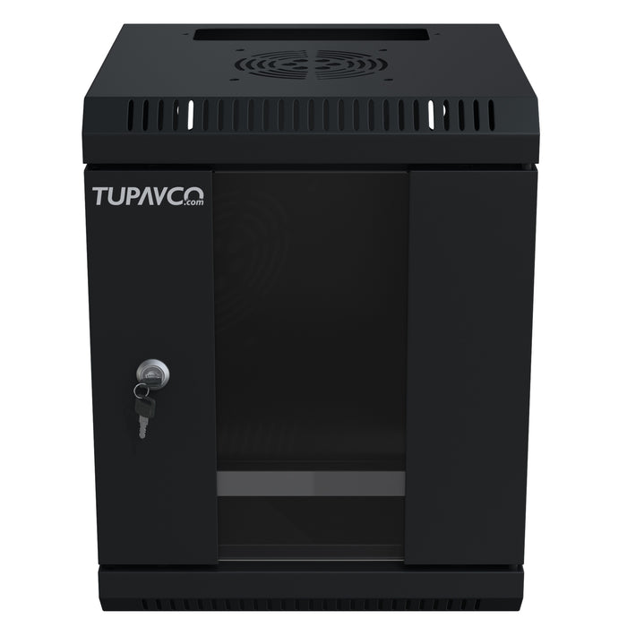 10 inch Mini Network Rack Cabinet - 6U Vented w/Glass Door - 9 in Depth - Tupavco TP436