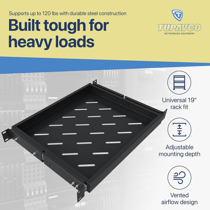 19" Sliding Rackmount Shelf (1U) - Tupavco TP466