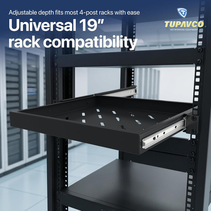 19" Sliding Rackmount Shelf (1U) - Tupavco TP466