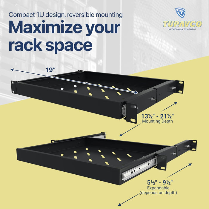 19" Sliding Rackmount Shelf (1U) - Tupavco TP466