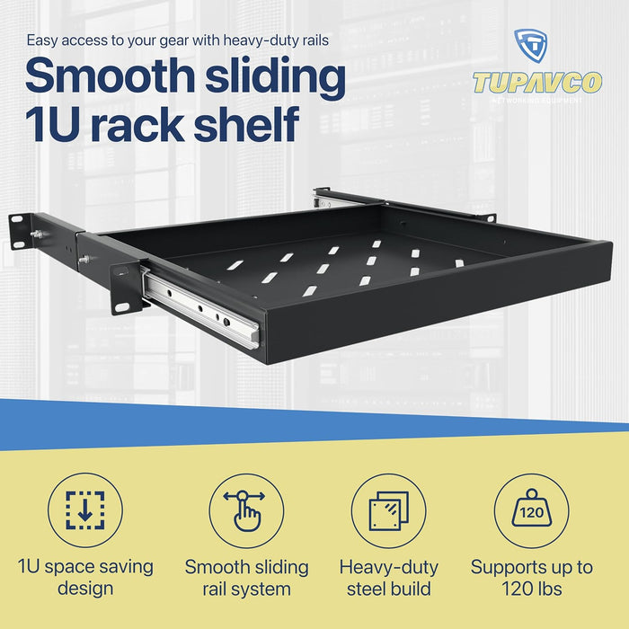 19" Sliding Rackmount Shelf (1U) - Tupavco TP466