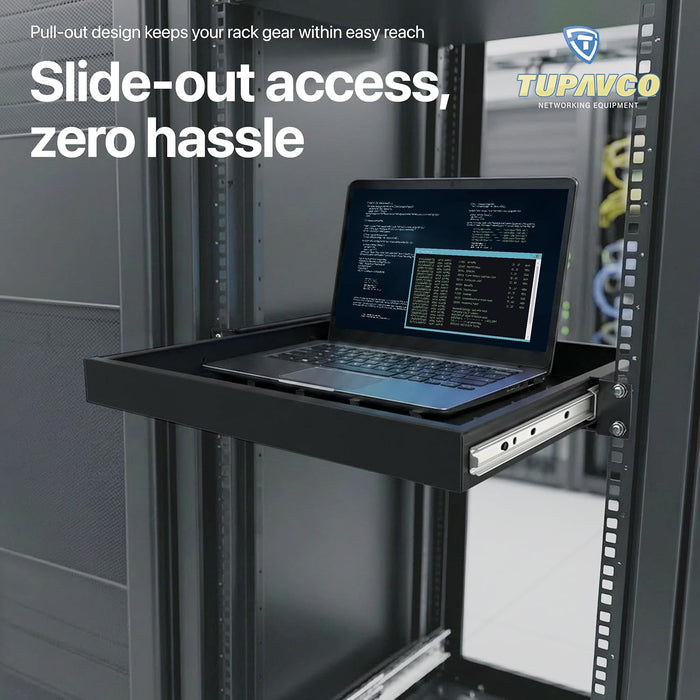 19" Sliding Rackmount Shelf (1U) - Tupavco TP466