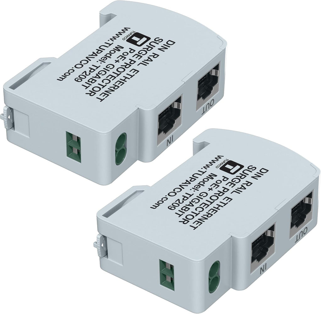 DIN Ethernet Surge Protector Rail Mounted (2 Pack) Gigabit - Tupavco TP209x2
