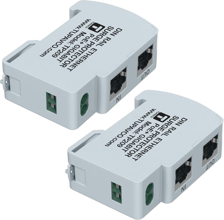 DIN Ethernet Surge Protector Rail Mounted (2 Pack) Gigabit - Tupavco TP209x2