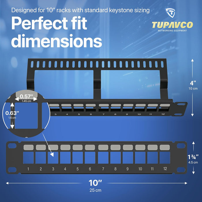 10" Patch Panel for Mini Network Rack (12 Port) - Tupavco TP410