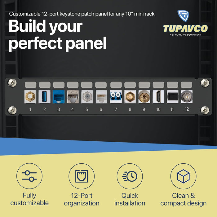 10" Patch Panel for Mini Network Rack (12 Port) - Tupavco TP410