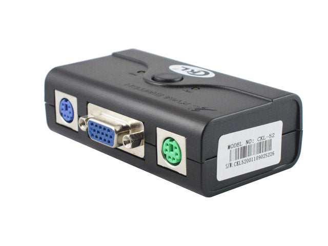 KVM Switch 2 Port Splitter w VGA/PS2 Cables Resolution 1920×1440 2 Ports Manual