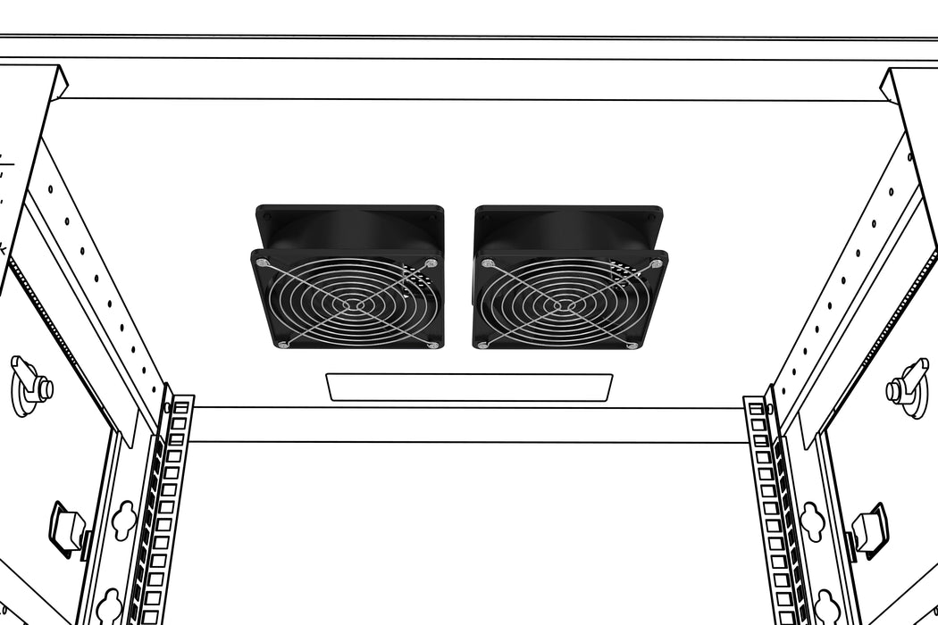 Network Cabinet Fan Kit 2pc Muffin Server Rack Cooling -Top/Side Mount