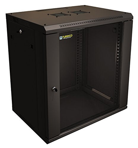 12U Server Rack Cabinet 19" - Vent Fans - Lockable Glass Door - Steel Frame - Lockable Removable Sides