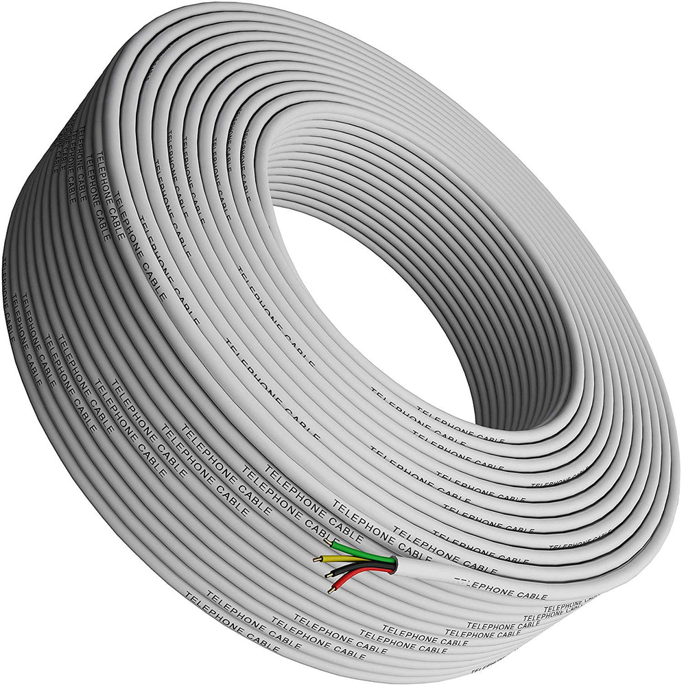 Phone Cable 300ft Rounded White Roll (100 M - 328 ft) 4X1/0.4 Reel Round Telephone Long Cord