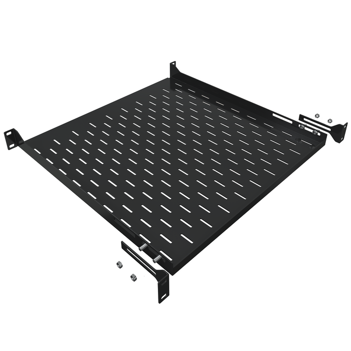 1U Server Rack Shelf - 19" Rackmount Tray - 17.7" (450mm) Deep 4-Post Fixed Mount for Computer Network/AV/IT Equipment Cabinet Enclosure