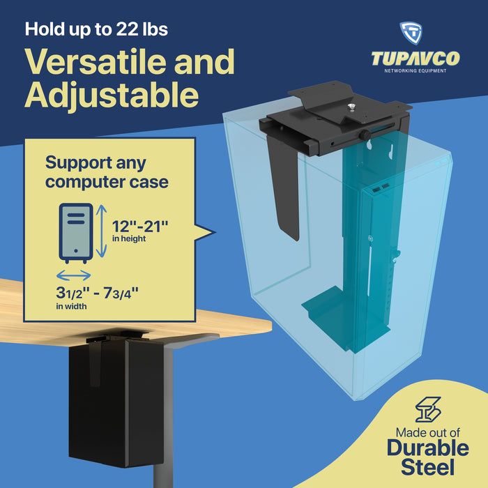 CPU Holder Under Desk Mount - PC Computer Tower Case Holder for Table, Wall or Standing Desk