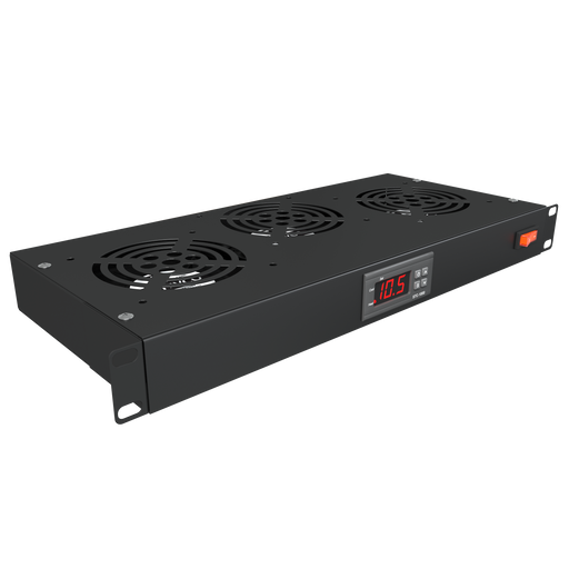 Rack Mount Fan - 3 Fan Server Cooling System - 1U 19" Rackmount Cabinet Panel Adjustable Temperature Control