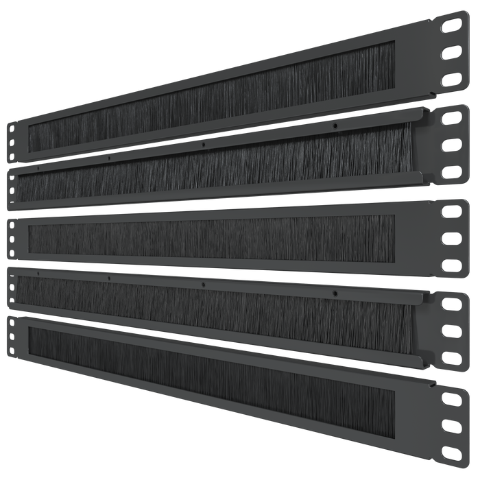 1U Brush Panel (5 Pack) - 19 inch Rackmount Strip Cable Management Spacer for Network Server Rack Cabinet Enclosure