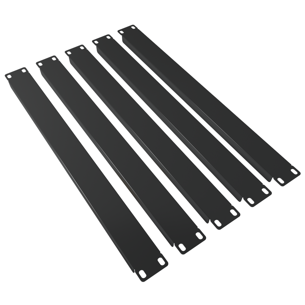 1U Blank Panel (5 Pack) - Metal Spacer 19" Filler for Server Rack Cabinet Enclosure - Black Durable Steel