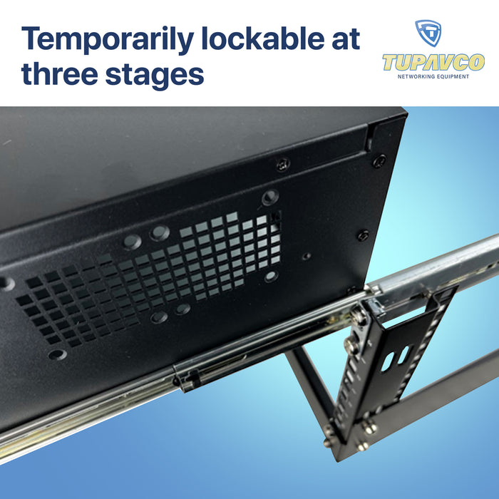 Rackmount Sliding Rails - Kit for 2U-8U Chassis (Adjustable 18" to 25" Depth) 2 or 4 Post Mount Sliders for Server Case - Tupavco TP1821