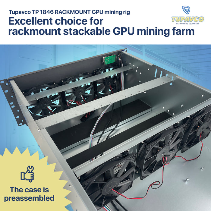 8 GPU Mining Rig Case - 4U Rack Mount Miner Server Chassis Frame (8 Graphic Card Slots)