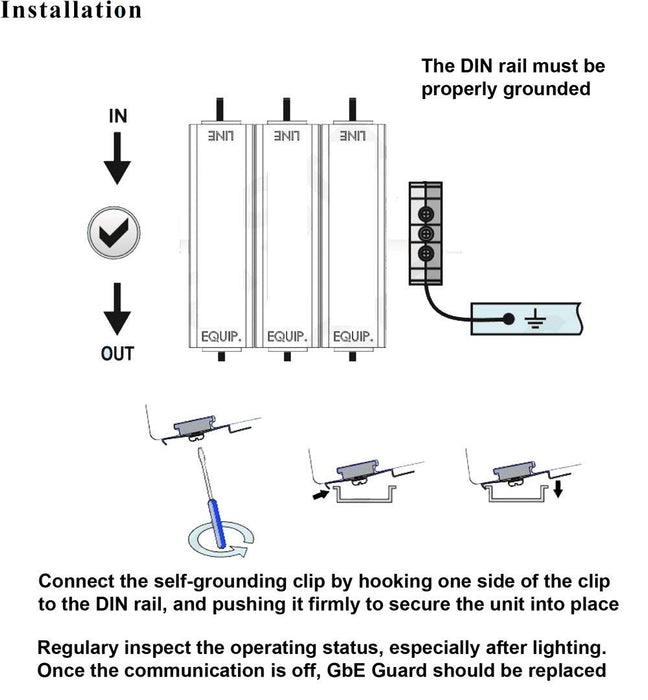 Ethernet Surge Protector - PoE+ - Gigabit - (with DIN Rail Mount Option)