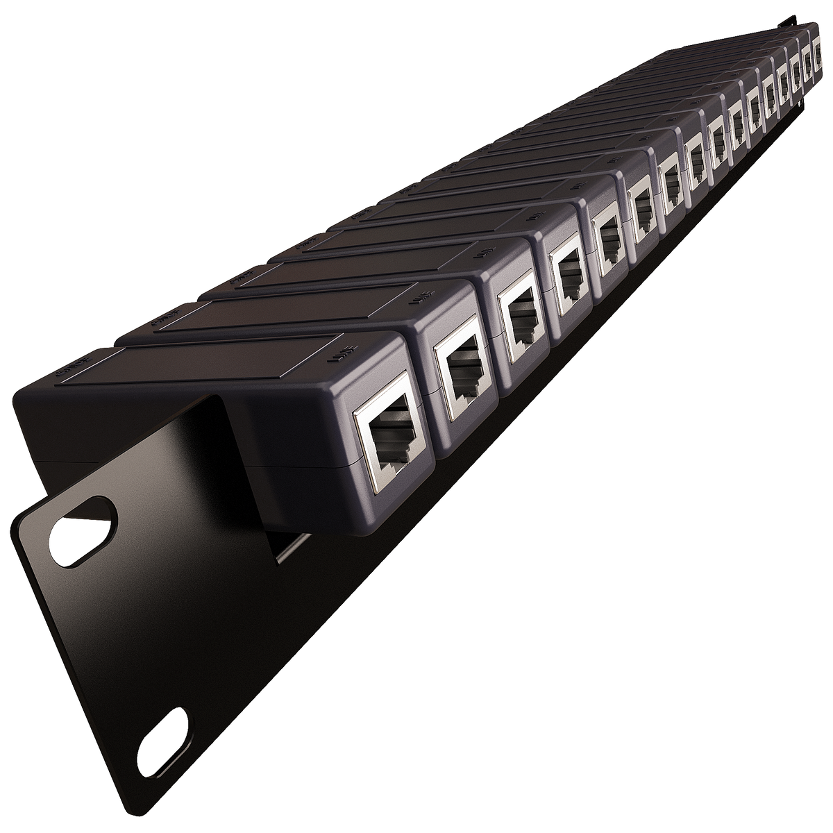Rack Mount Rail Panel 19" with 16x DIN Surge Protectors GbE