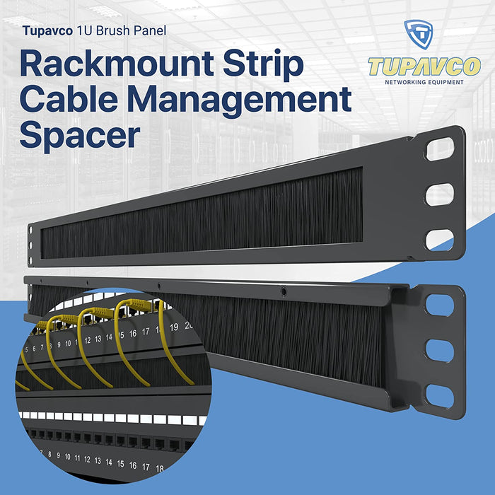 1U Brush Panel (5 Pack) - 19 inch Rackmount Strip Cable Management Spacer for Network Server Rack Cabinet Enclosure