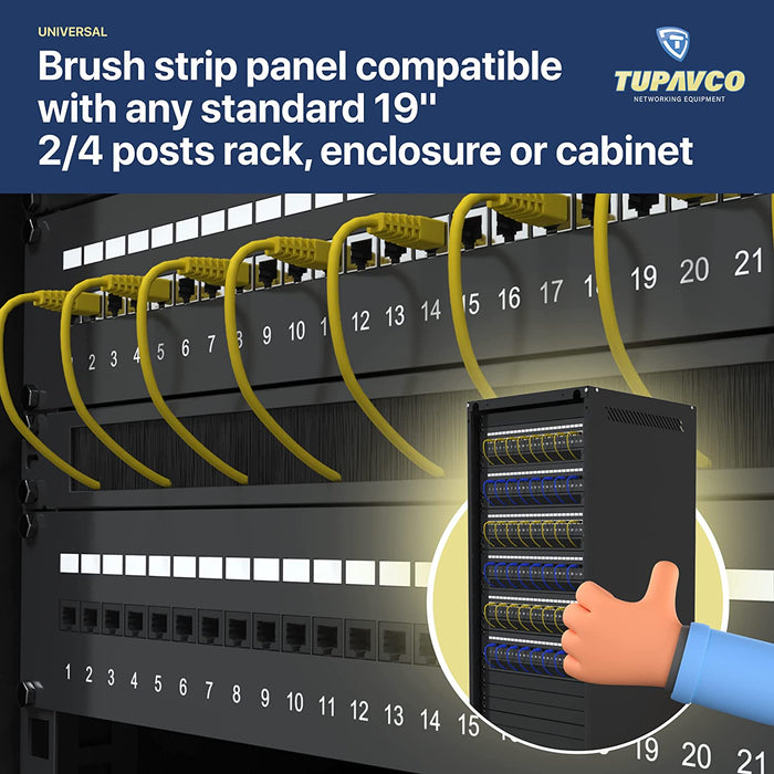 1U Brush Panel (5 Pack) - 19 inch Rackmount Strip Cable Management Spacer for Network Server Rack Cabinet Enclosure