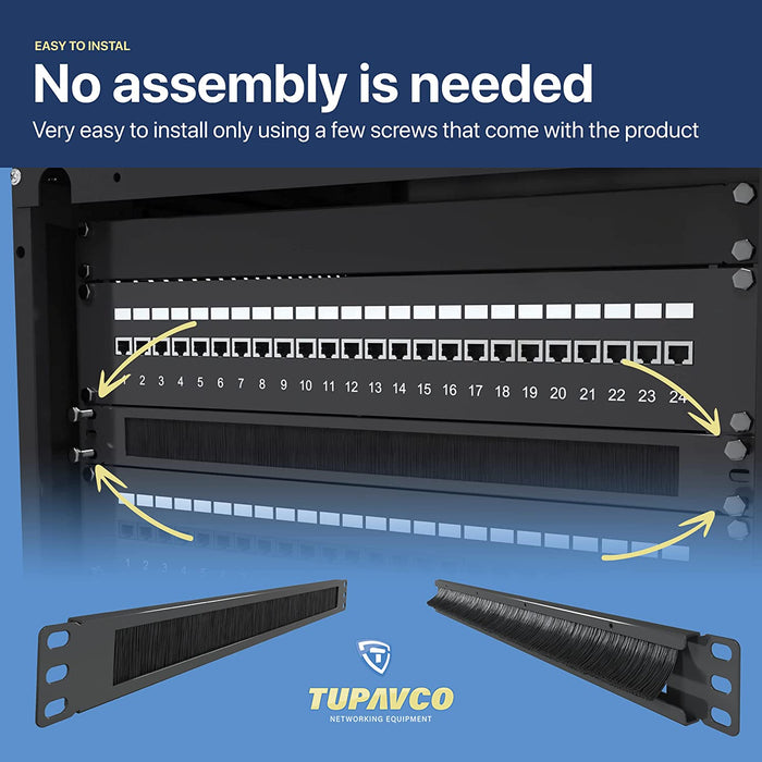 1U Brush Panel (3 Pack) - 19 inch Rackmount Strip Cable Management Spacer for Network Server Rack Cabinet Enclosure