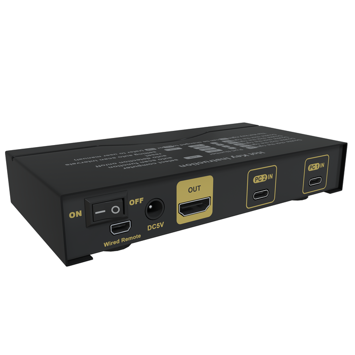USB-C KVM Switch - (2 Ports) Control Two Computers w/One Shared Keyboard/Monitor/Mouse - HDMI and Audio Output - Tupavco TKVM-U2