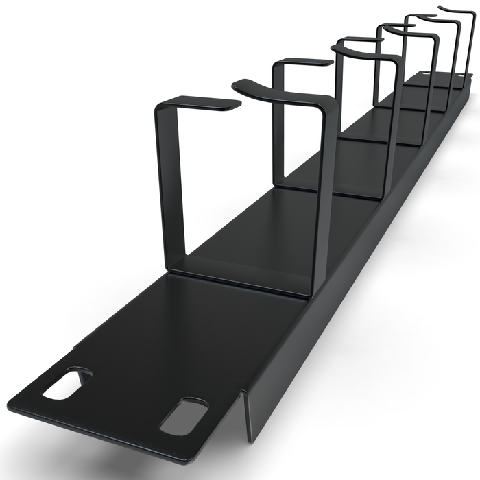 Cable Management Panel - 1U Wire Manager with 5 D-Ring Hooks Horizontal Rackmount