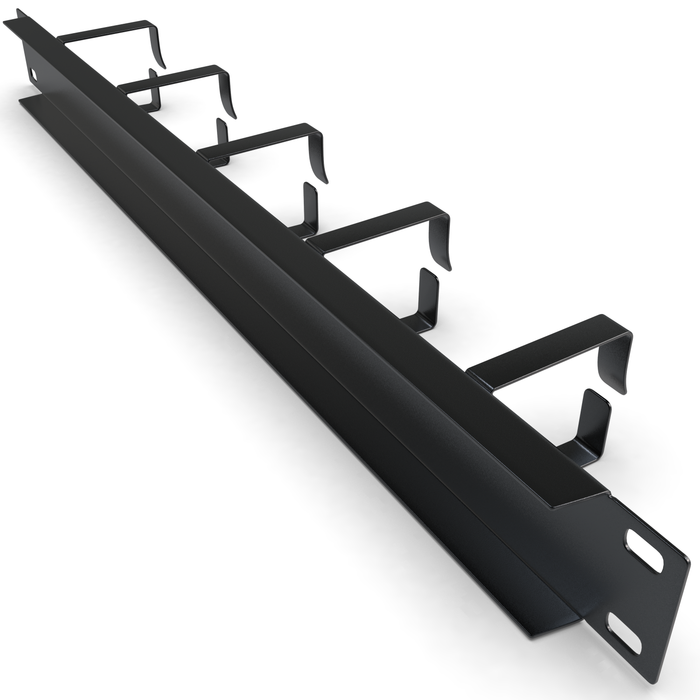 Cable Management Panel - 1U Wire Manager with 5 D-Ring Hooks Horizontal Rackmount