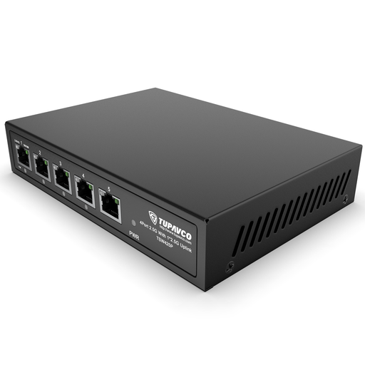 2.5GB Switch (5 Port) PoE++ for Ethernet Network - High Speed 10M/100M/1G/2.5G Gigabit (802.3bz) - Tupavco TP1941