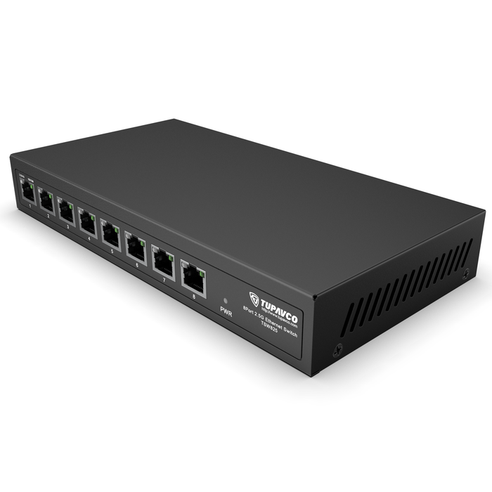 2.5GB Switch (8 Port) for Ethernet Network - High Speed 10M/100M/1G/2.5G Gigabit (802.3bz) - Tupavco TP1980