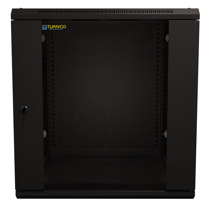 12U Server Rack Cabinet 19" - Vent Fans - Lockable Glass Door - Steel Frame - Lockable Removable Sides