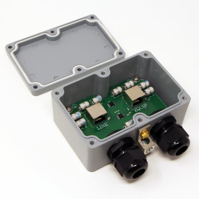 Waterproof Outdoor Ethernet Surge Protector - PoE Gigabit 1000 Mbs Thunder/Lightning Protection