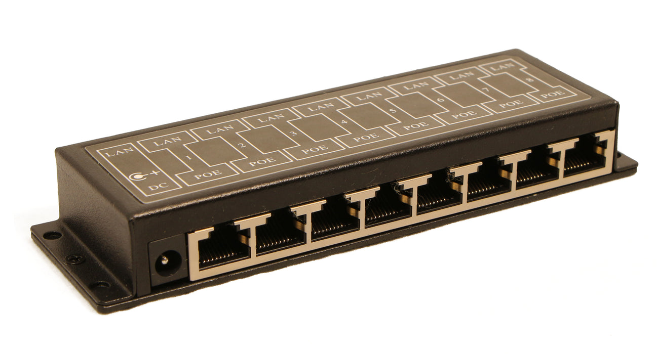 POE Injector 8 port - Passive - PoE/PoE+ Wall Mount - Metal Case — Tupavco