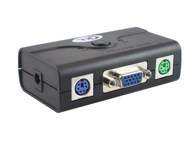 KVM Switch 2 Port Splitter w VGA/PS2 Cables Resolution 1920×1440 2 Ports Manual